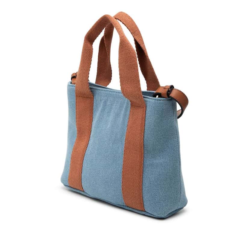 Chloé Kids Embroidered Logo Denim Satchel Blue Denim Good condition - Back View