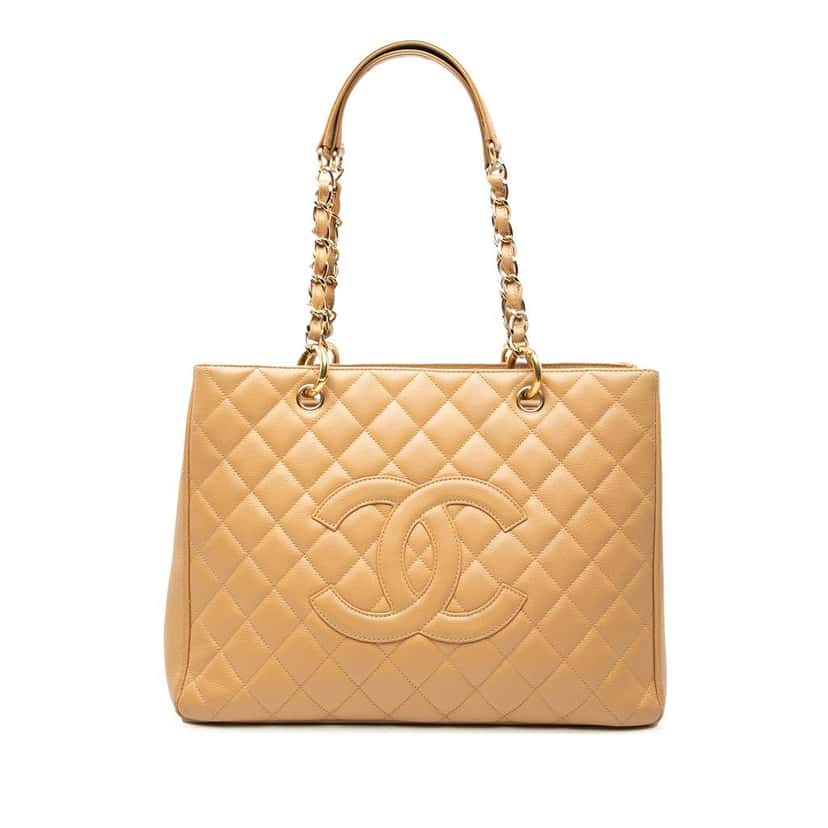 Chanel Caviar Grand Shopping Tote Brown Leather Very good condition - Front View