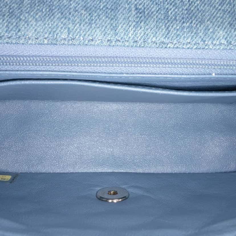 Chanel Mini Rectangular Classic Denim Braided Single Flap Blue Denim Very good condition - Model View