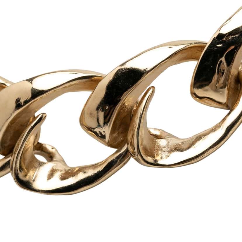 Chanel CC Gold Plated Rhinestone Chain Choker Necklace Gold Metal Very good condition - Inside View