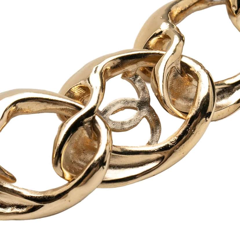 Chanel CC Gold Plated Rhinestone Chain Choker Necklace Gold Metal Very good condition - Box View