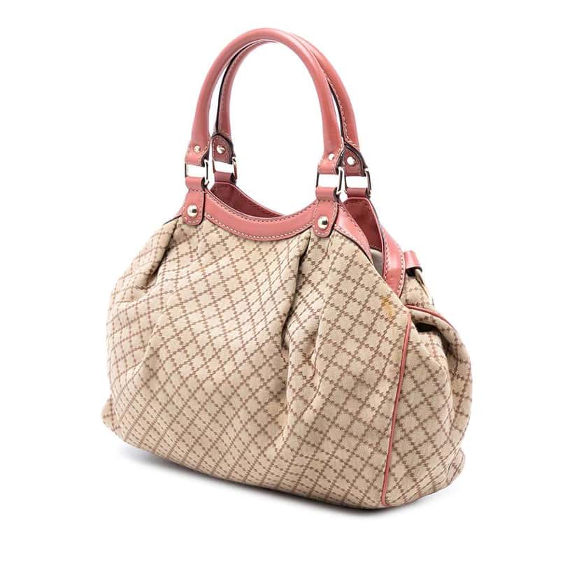 Gucci Medium Diamante Canvas Sukey Tote Brown Canvas Very good condition - Back View