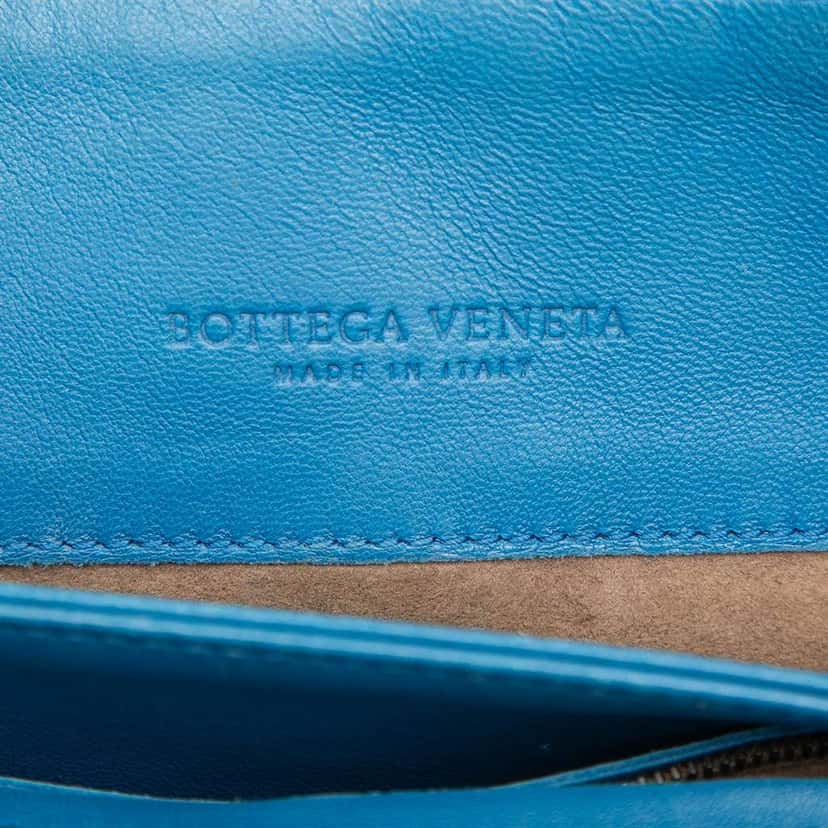 Bottega Veneta Small Nappa Intrecciato Olimpia Shoulder Bag Blue Leather Very good condition - Box View