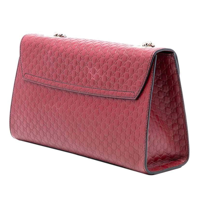 Gucci Medium Microguccissima Emily Shoulder Bag Red Leather Very good condition - Back View
