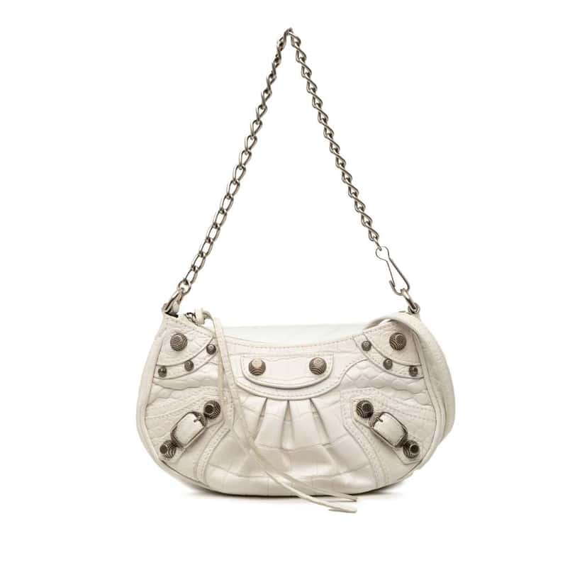 Balenciaga Mini Embossed Leather Motocross Le Cagole White Leather Very good condition - Front View