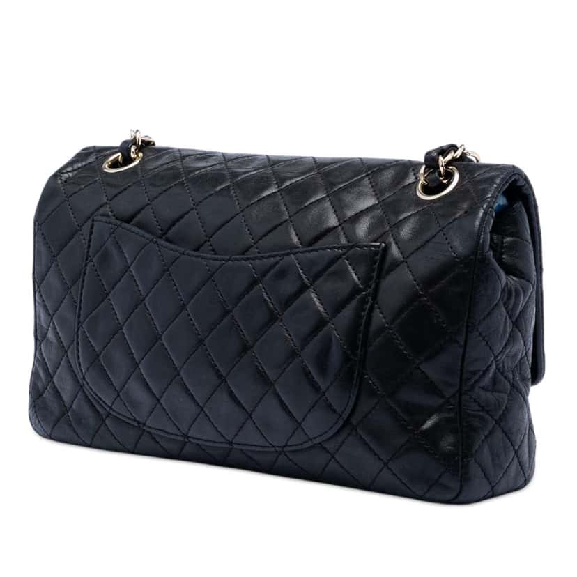 Chanel Medium Classic Lambskin Valentines Heart Charms Single Flap Black Leather Very good condition - Back View