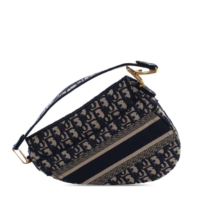 Dior Oblique Embroidered Canvas Saddle Bag Blue Canvas Good condition - Inside View