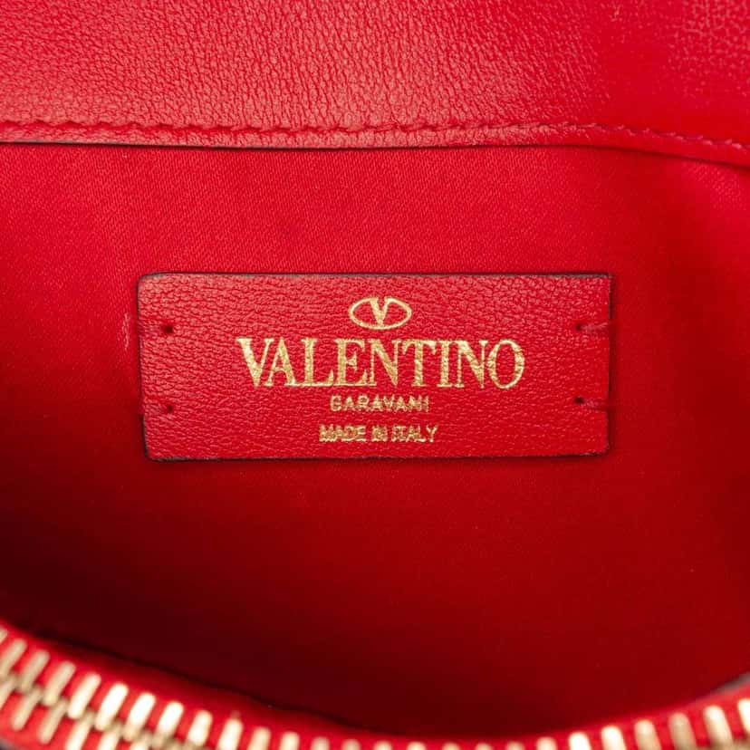 Valentino Mini Leather VRing Chain Crossbody Red Leather Good condition - Box View