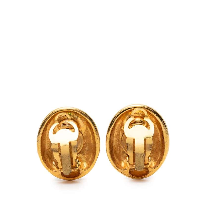 Chanel Gold Plated Mademoiselle Logo Clip On Earrings Gold Metal Good condition - Back View