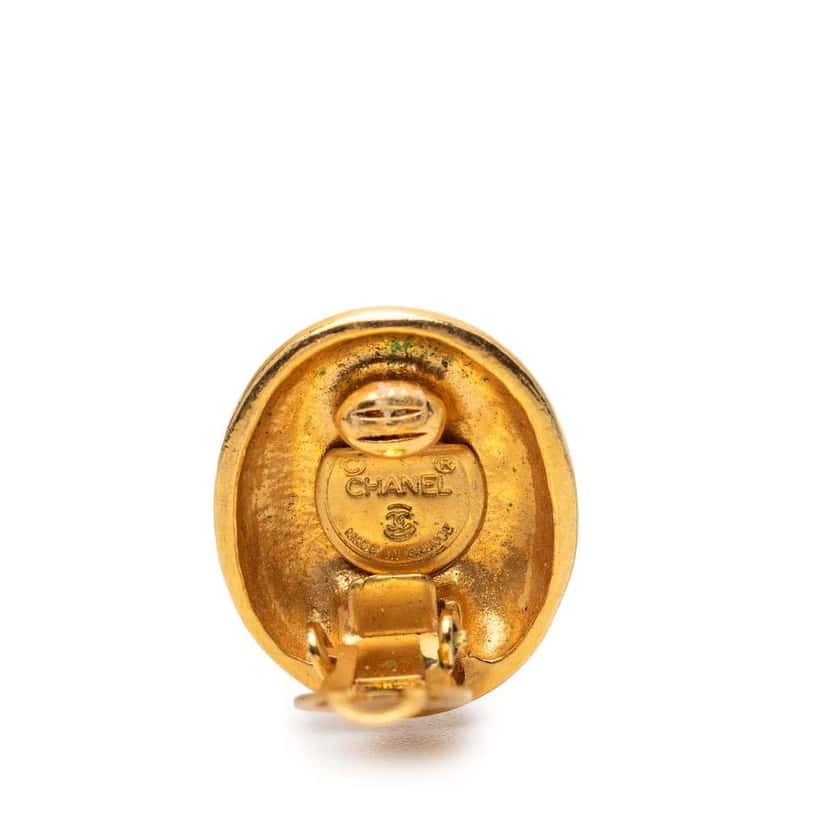 Chanel Gold Plated Mademoiselle Logo Clip On Earrings Gold Metal Good condition - Inside View