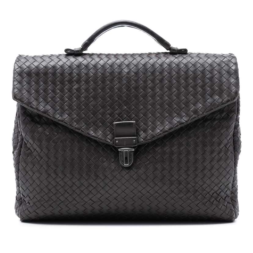 Bottega Veneta Nappa Intrecciato Briefcase Brown Leather Very good condition - Front View