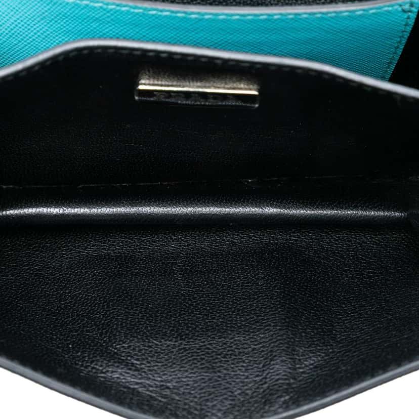 Prada Saffiano Lux Sound Lock Satchel Blue Leather Very good condition - Model View