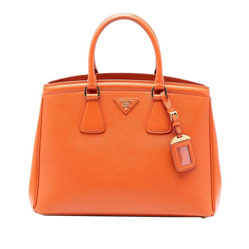 Prada Saffiano Lux Parabole Tote Orange Leather Very good condition - Front View