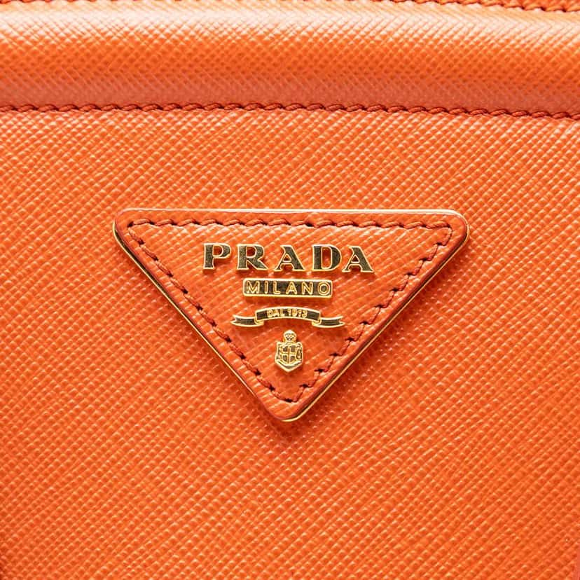 Prada Saffiano Lux Parabole Tote Orange Leather Very good condition - Box View