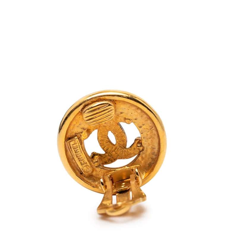 Chanel CC Gold Plated Round Clip On Earrings Gold Metal Very good condition - Inside View