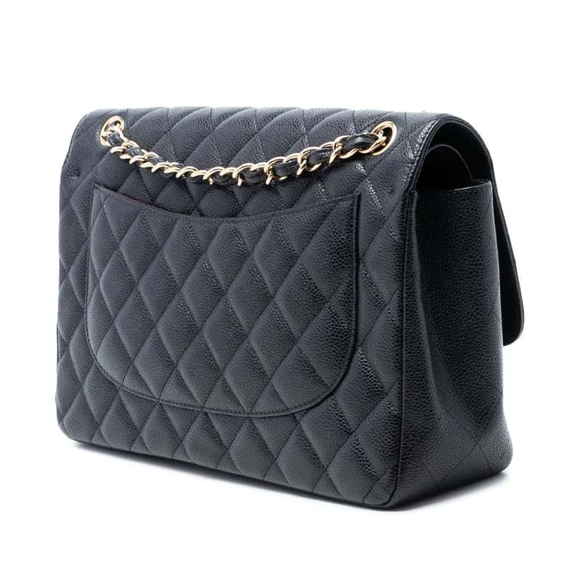 Chanel Jumbo Classic Caviar Double Flap Black Leather Very good condition - Back View