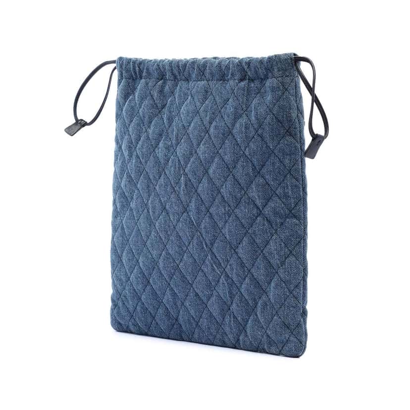 Prada Impuntu  Denim Embroidered Drawstring Pouch Blue Denim Good condition - Back View