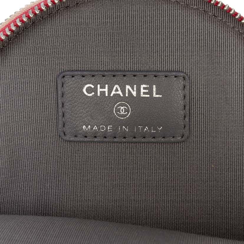Chanel CC Quilted Lambskin Triple Zip Round Clutch With Chain Grey Leather Very good condition - Box View