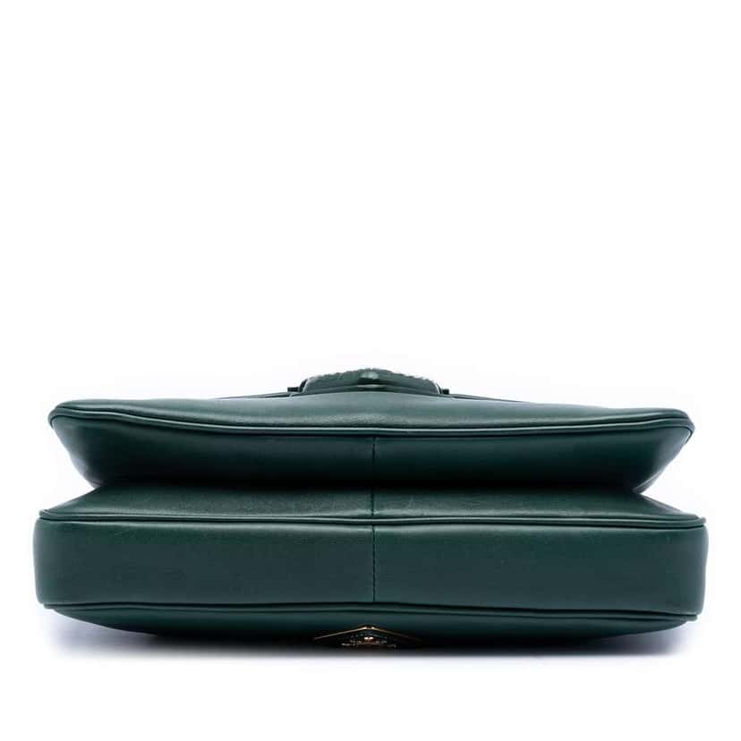 Prada City Calf Push Lock Flap Crossbody Green Leather Very good condition - Inside View