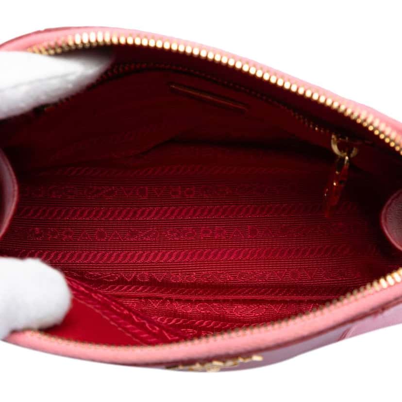 Prada Bicolor Saffiano Cosmetic Pouch Red Leather Very good condition - Model View