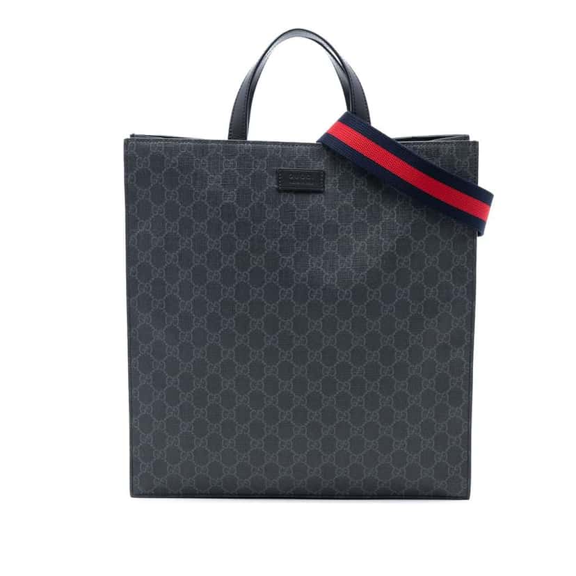 Gucci GG Supreme Convertible Soft Tote Black Canvas Very good condition - Front View