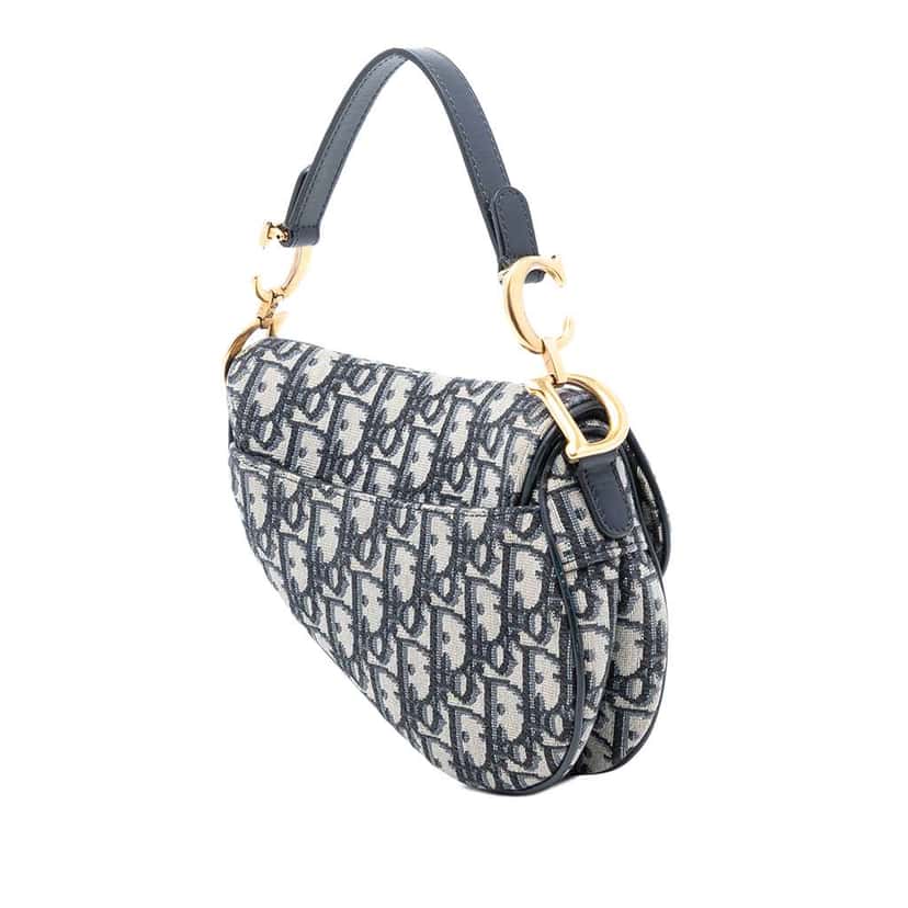 Dior Micro Oblique Canvas Saddle Bag Blue Canvas Very good condition - Back View