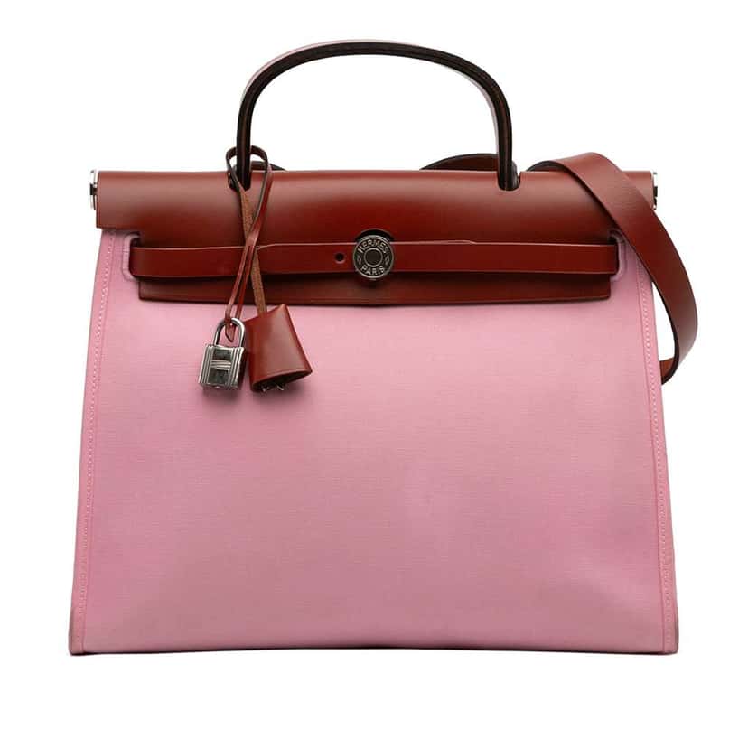 Hermès Toile Herbag Zip 31 Pink Canvas Good condition - Front View
