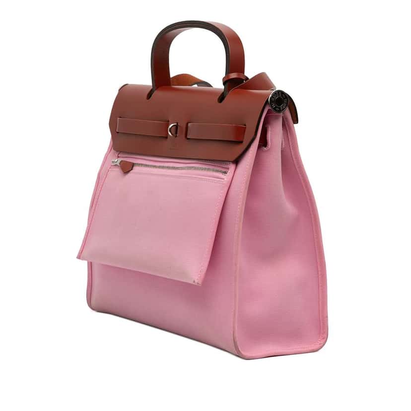 Hermès Toile Herbag Zip 31 Pink Canvas Good condition - Back View