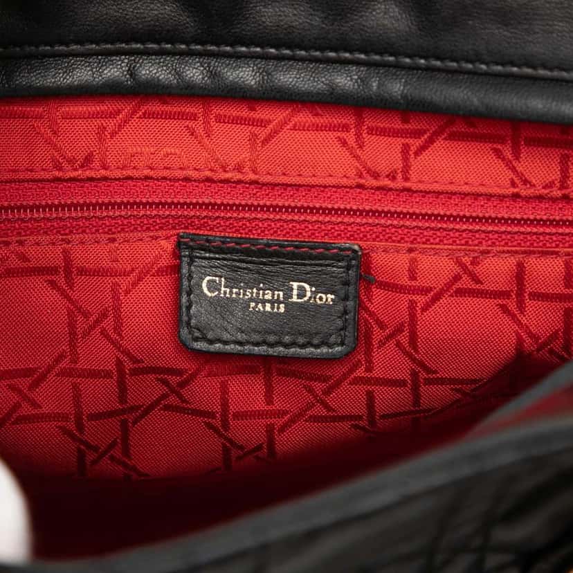 Dior Large Lambskin Cannage Lady Dior Black Leather Very good condition - Box View