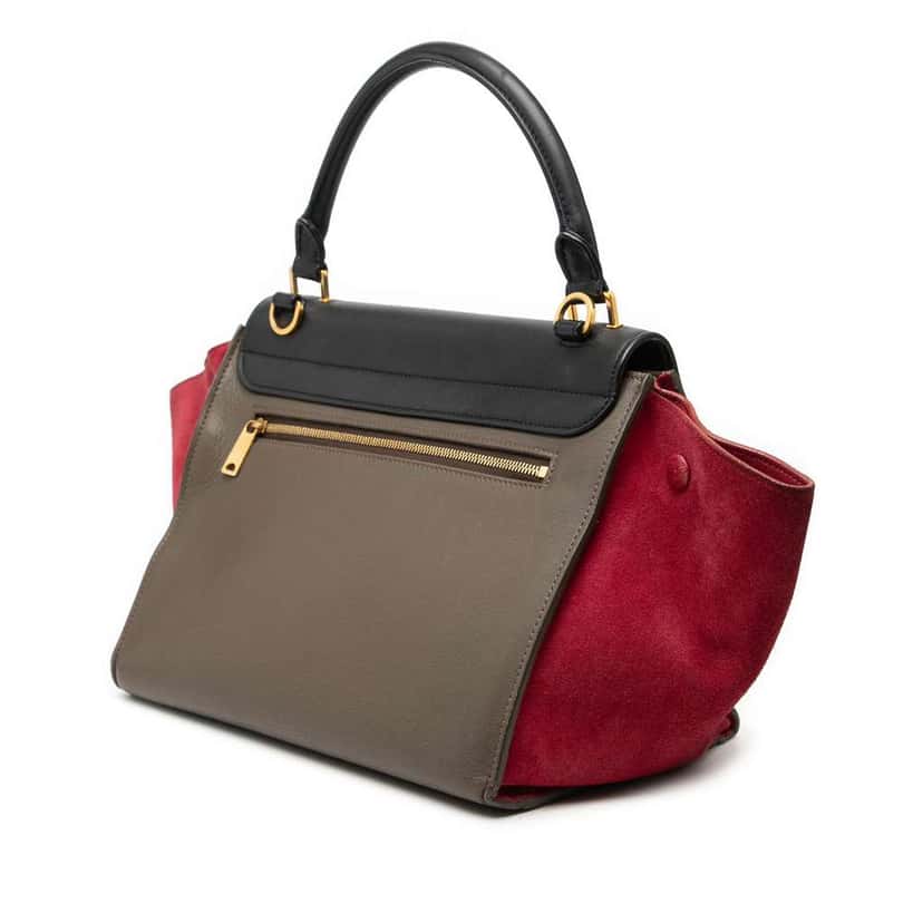 Celine Small Tricolor Leather Trapeze Satchel Brown Leather Very good condition - Back View