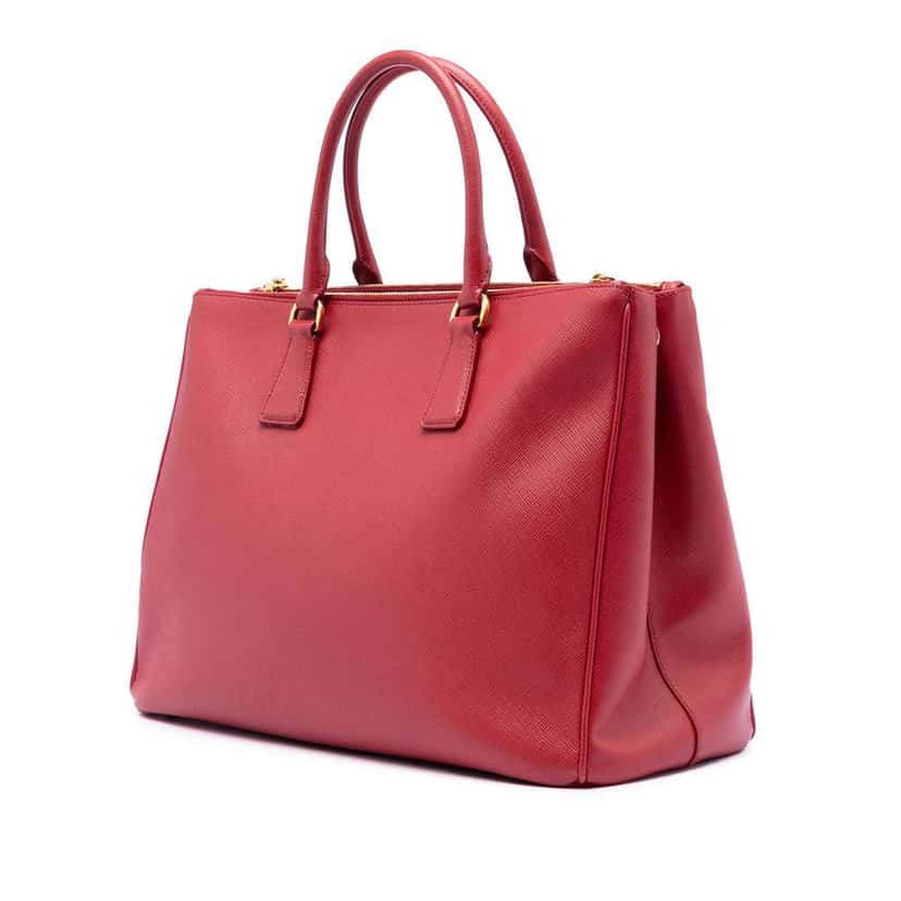 Prada Large Saffiano Lux Galleria Double Zip Satchel Red Leather Good condition - Back View
