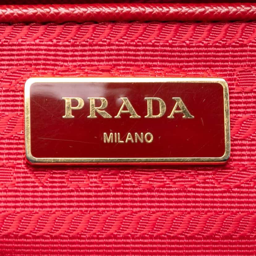 Prada Large Saffiano Lux Galleria Double Zip Satchel Red Leather Good condition - Box View