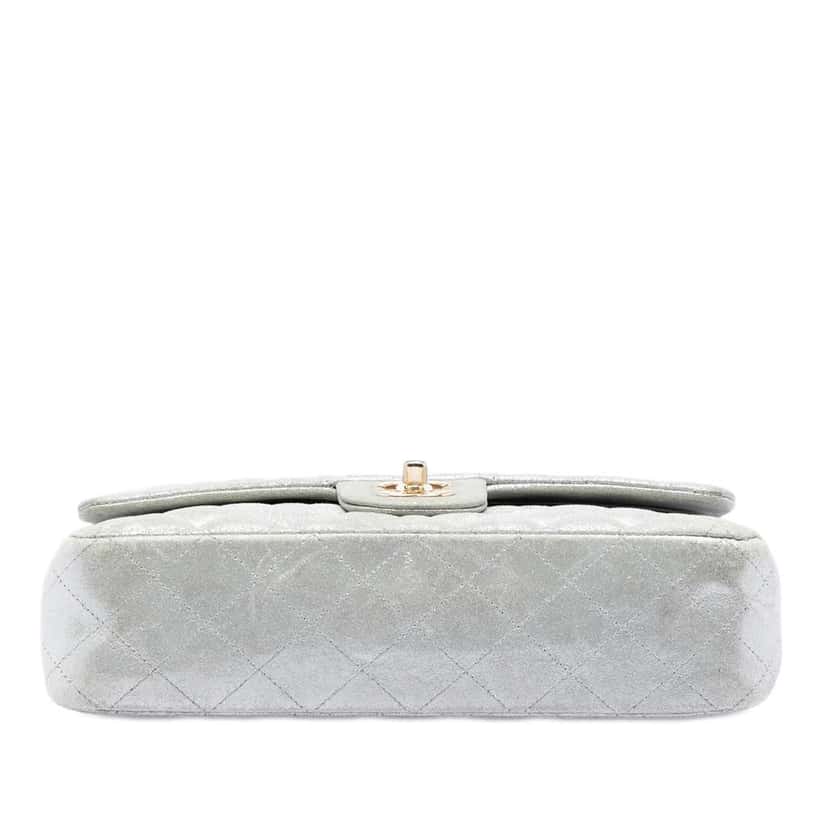 Chanel Medium Classic Metallic Lambskin Double Flap Silver Leather Very good condition - Inside View