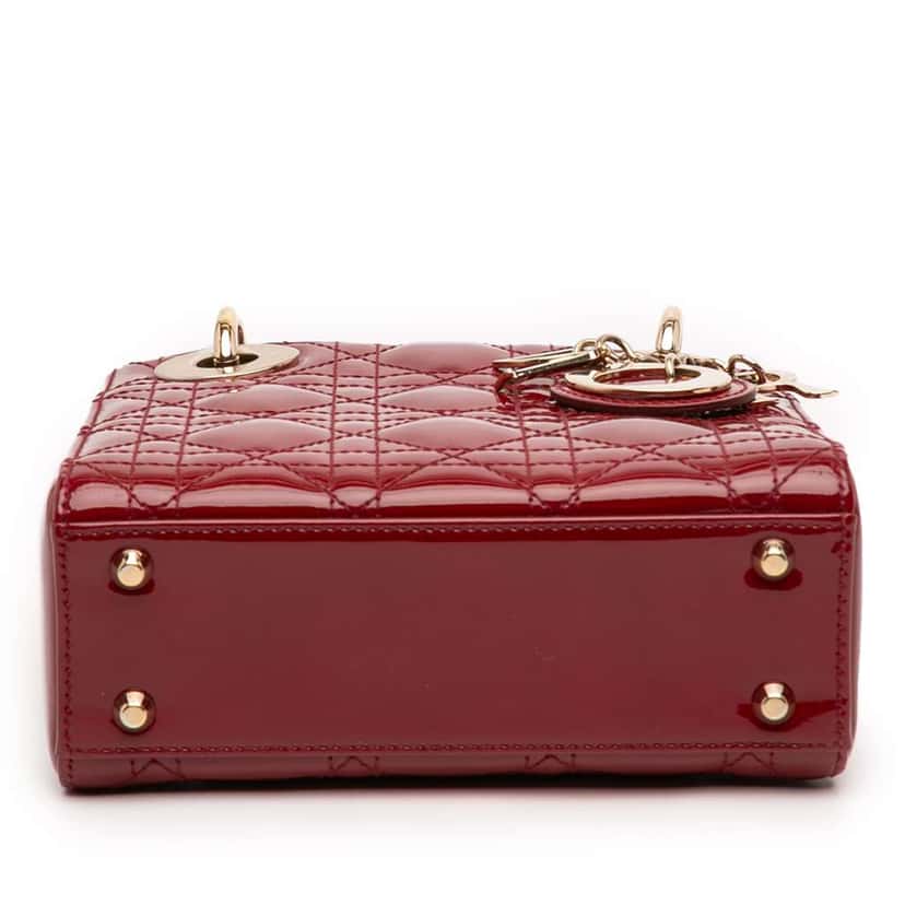 Dior Mini Patent Cannage Lady Dior Red Leather Very good condition - Inside View