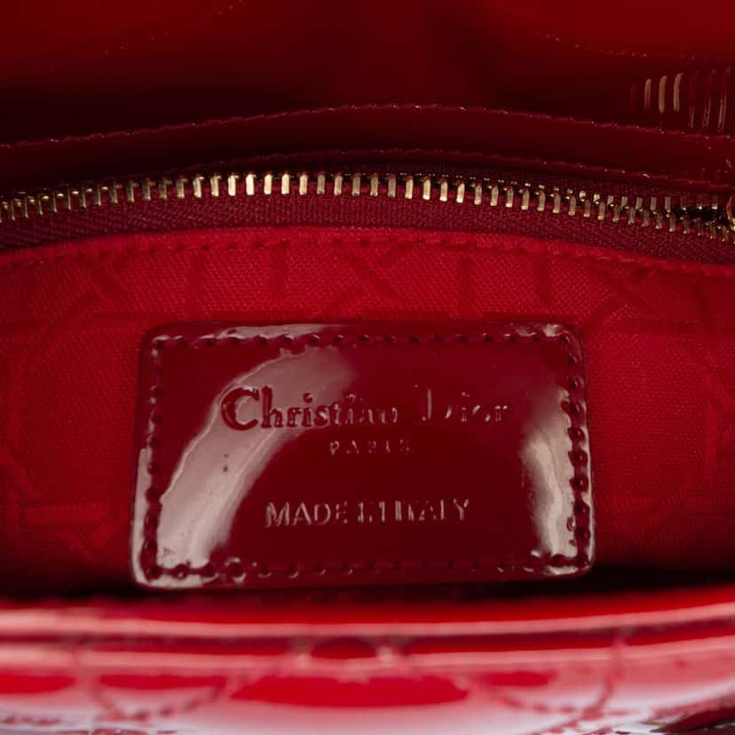 Dior Mini Patent Cannage Lady Dior Red Leather Very good condition - Box View
