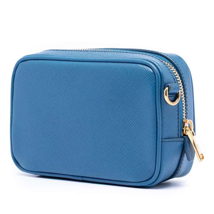 Prada Saffiano Lux Camera Bag Blue Leather Very good condition - Back View