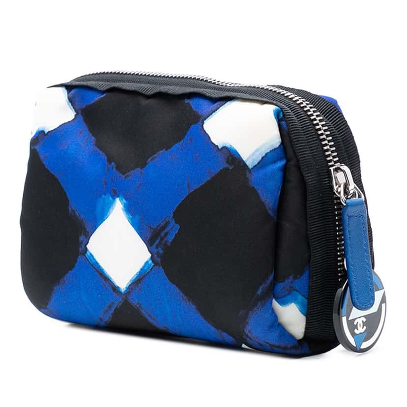 Chanel Printed Nylon Airlines Pouch Blue Very good condition - Back View