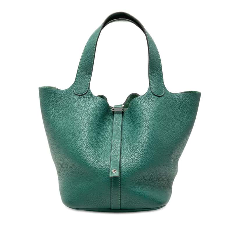 Hermès Clemence Picotin Lock 22 Green Leather Good condition - Front View