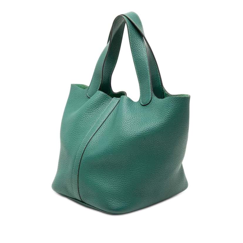 Hermès Clemence Picotin Lock 22 Green Leather Good condition - Back View