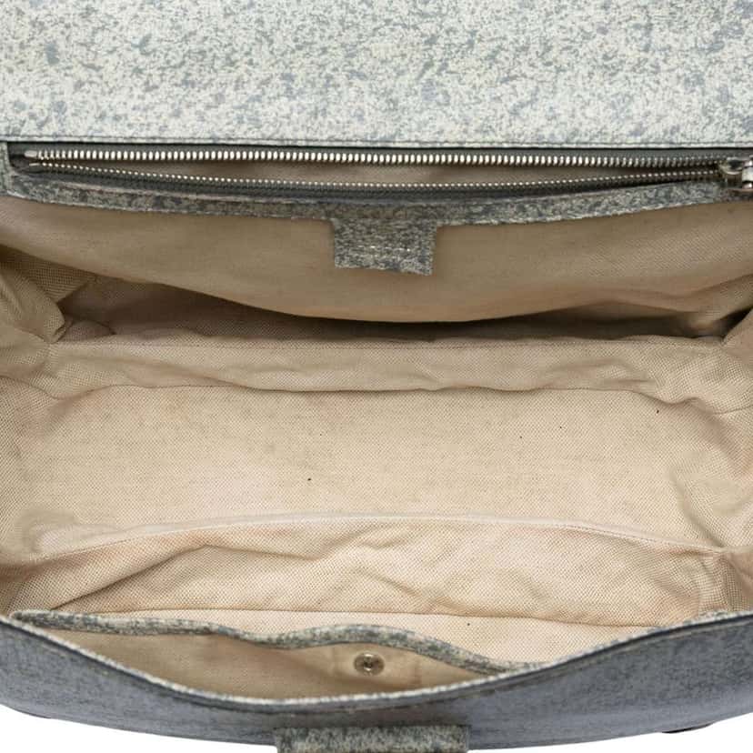 Gucci Large Speckled Leather New Bamboo Top Handle Bag Grey Leather Very good condition - Model View