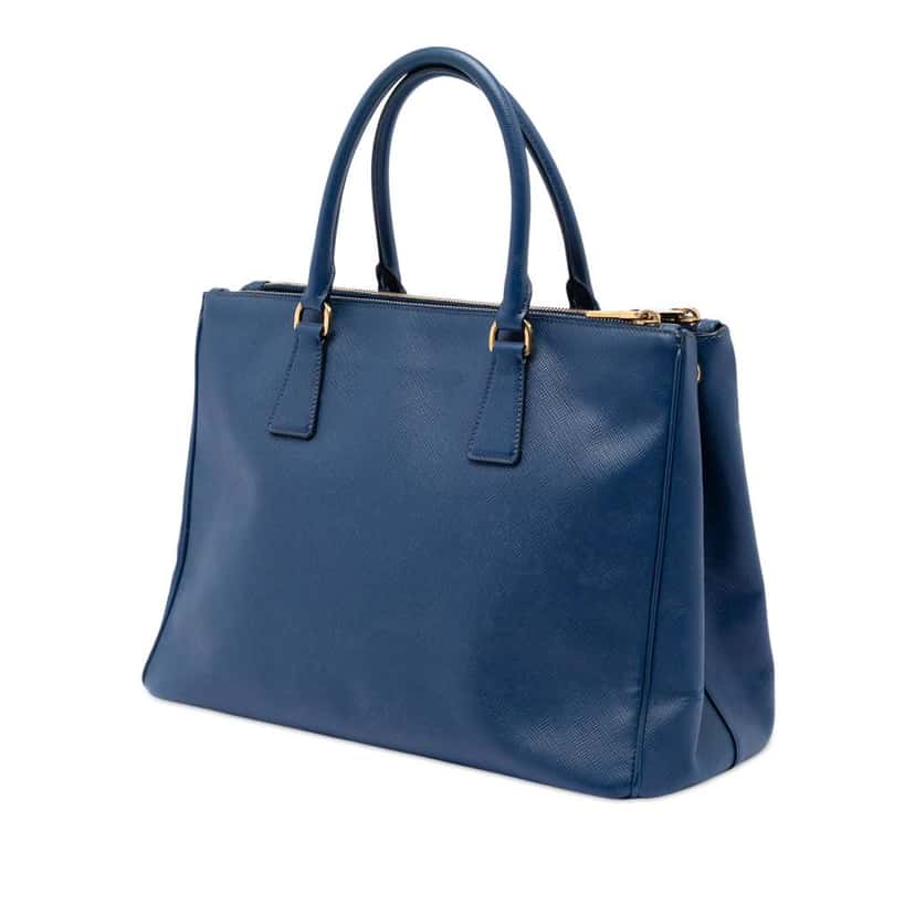 Prada Medium Saffiano Lux Galleria Double Zip Satchel Blue Leather Very good condition - Back View