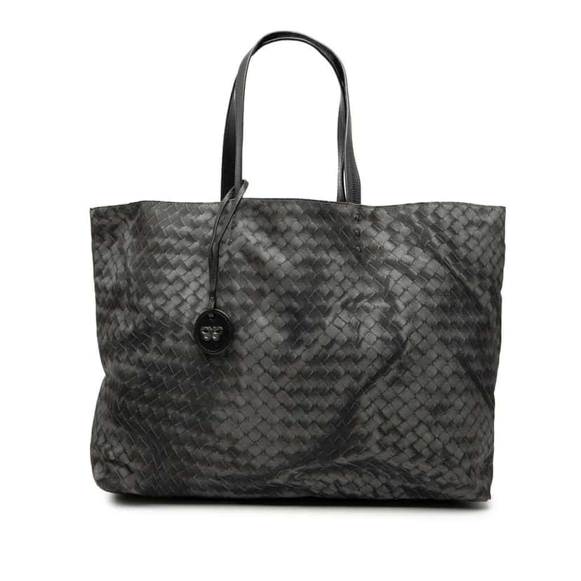 Bottega Veneta Nylon Intrecciolusion Tote Grey Very good condition - Front View