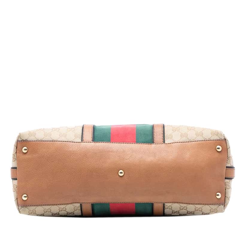 Gucci Medium GG Canvas Web Rania Top Handle Bag Brown Canvas Very good condition - Inside View