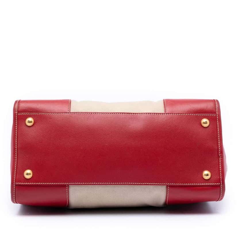 Prada Saffiano Trimmed Canvas Canapa Satchel Brown Canvas Very good condition - Inside View