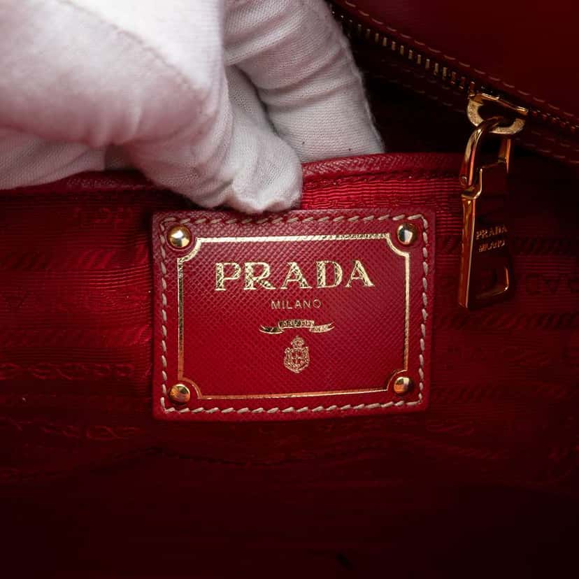 Prada Saffiano Trimmed Canvas Canapa Satchel Brown Canvas Very good condition - Box View