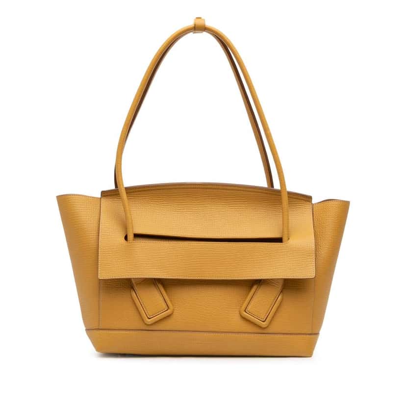 Bottega Veneta Medium Grained Calfskin The Arco Tote Yellow Leather Very good condition - Front View