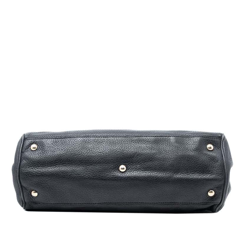 Gucci Medium Calfskin Bamboo Shopper Satchel Black Leather Very good condition - Inside View