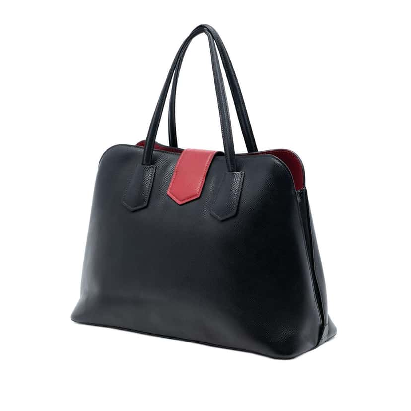 Prada Saffiano Cuir Convertible Top Handle Bag Black Leather Very good condition - Back View