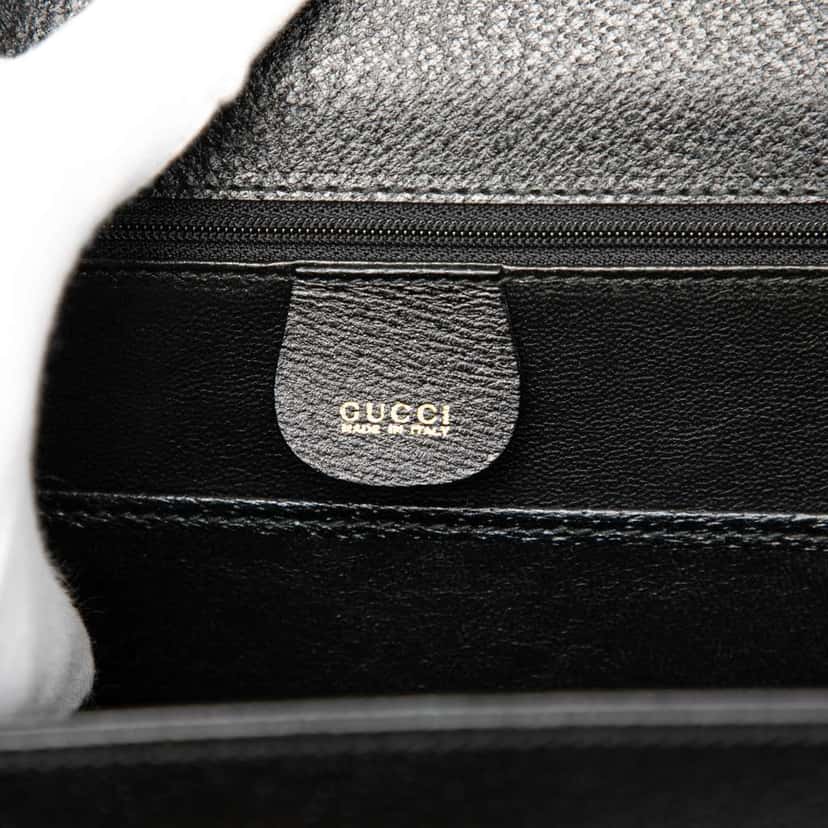 Gucci Grained Calfskin Bamboo Night Black Leather Very good condition - Box View