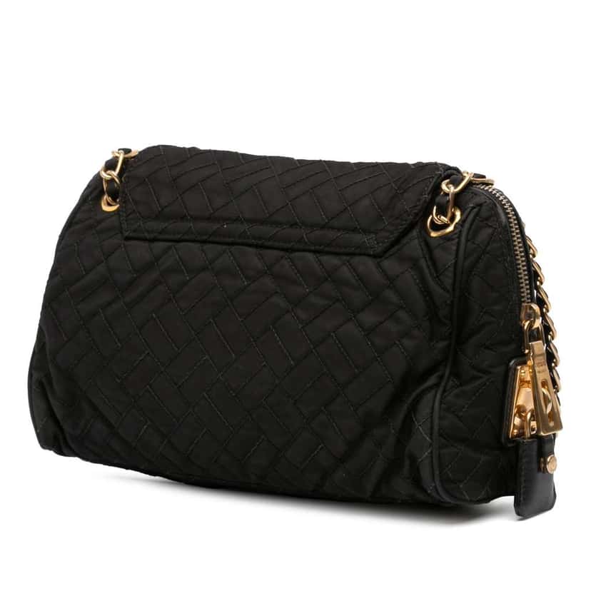 Prada Impuntu Tessuto Chain Flap Shoulder Bag Black Very good condition - Back View